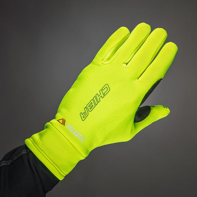 Zimní cyklistické rukavice pro děti Kids Polartec Reflex neónově žluté