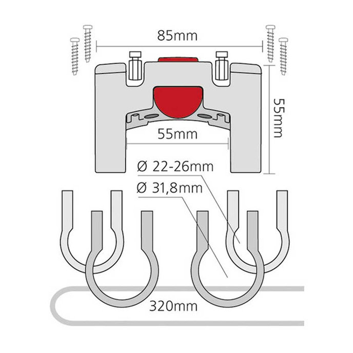 Adaptér na řidítka Ø 22-26 mm/31,8 mm