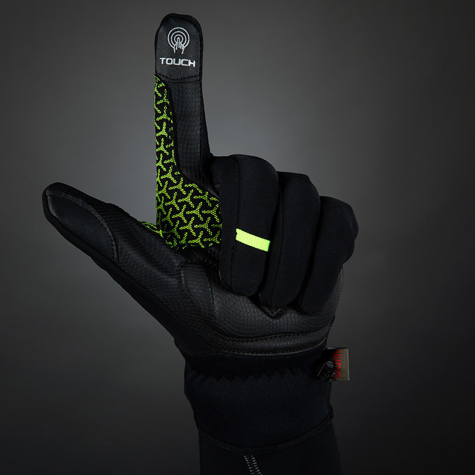 Zimní cyklistické rukavice pro dospělé Express+ černé/neonové