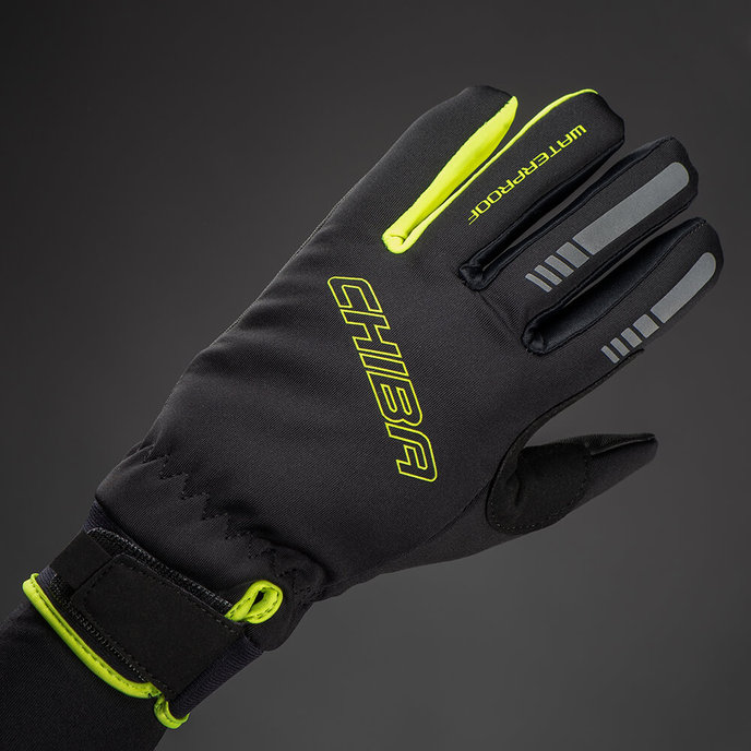 Zimní cyklistické rukavice pro děti Kids Waterproof černé/neonově žluté