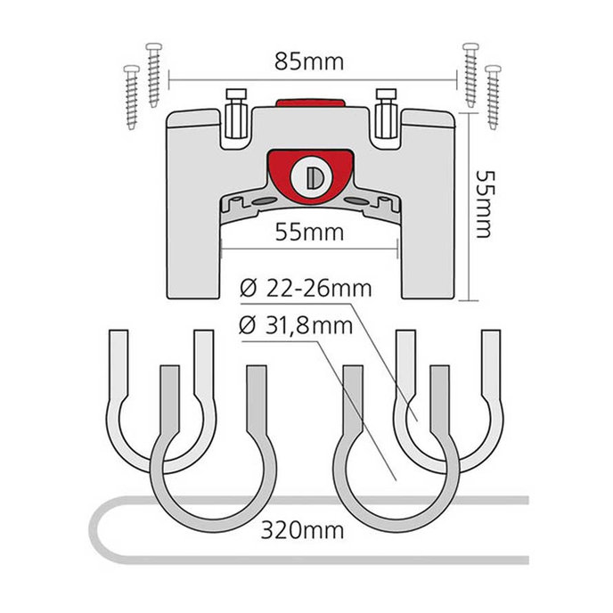 Adaptér na řidítka 22-26 mm/31,8 mm uzamykatelný