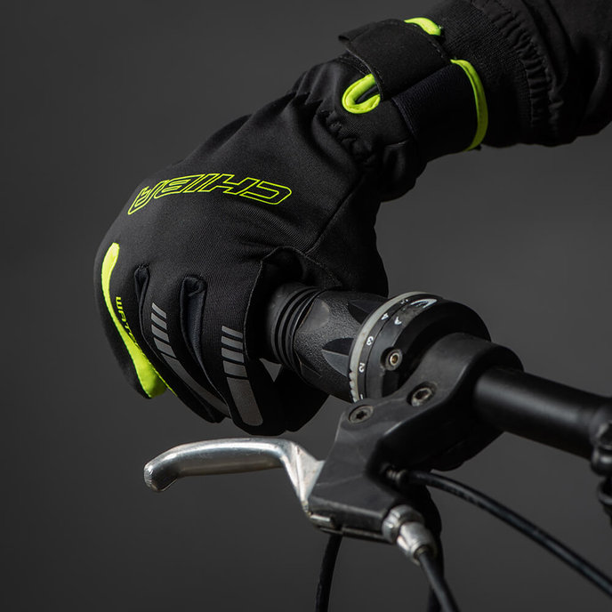 Zimní cyklistické rukavice pro děti Kids Waterproof černé/neonově žluté