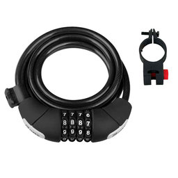 FORCE zámek LUX spirálový kódový 180cm/8mm + držák, černý